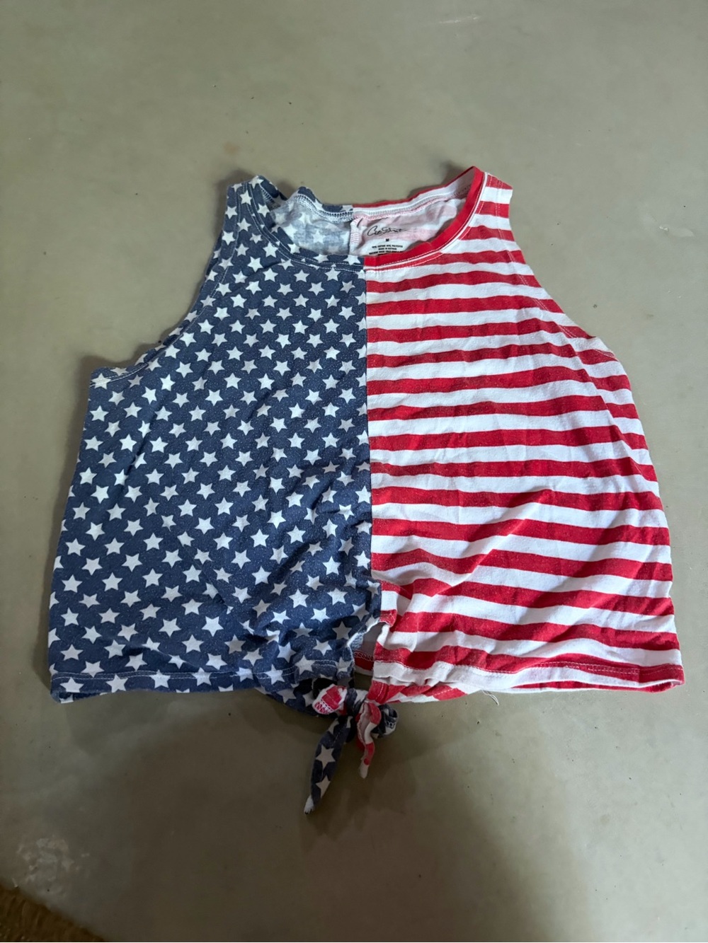 City Streets Red, White and Blue Star & Stripe Tie-Front Tank